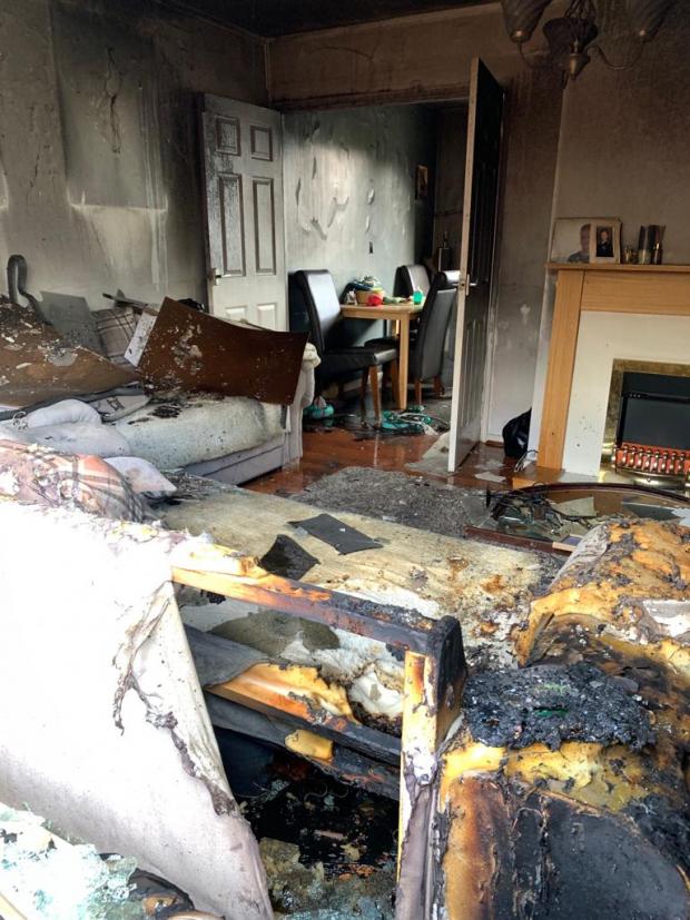 South Wales Argus: The living room after the fire. Picture: Maria Richards.