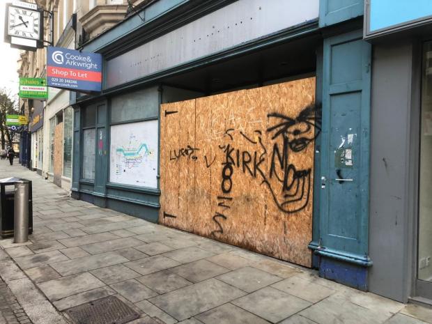 South Wales Argus: Graffiti is a common problem in Newport city centre, especially on empty shop units. 