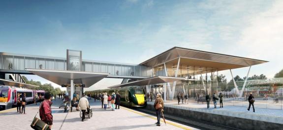 South Wales Argus: An artist's impression of Cardiff Parkway station. (Picture: Wilkinson Eyre) South Wales Argus: An artist's impression of Cardiff Parkway station. (Picture: Wilkinson Eyre)