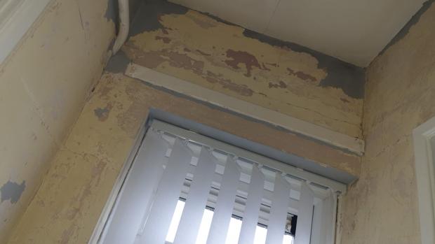 South Wales Argus: Cracks appear above a window in Ms Stickland's home. (Picture: Kelly Stickland)