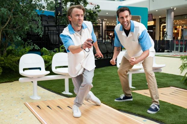 South Wales Argus: Tom Felton and Matt Lewis competed in a ‘best of three’ across a variety of sports on in Nintendo Switch Sports. Picture: Scott Garfitt/PinPep