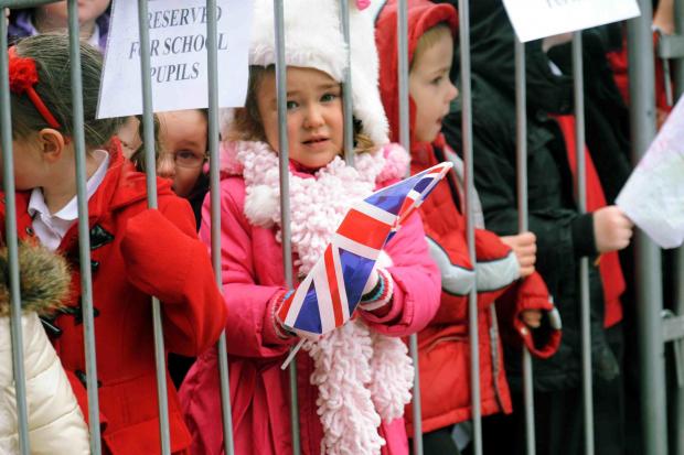 South Wales Argus: SWA MIKE LEWIS 27 4 12 REPORTER RUTH
CHILDREN WAIT PATIENTLY FOR THE ROYAL VISIT AT THE WORKS IN EBBW VALE