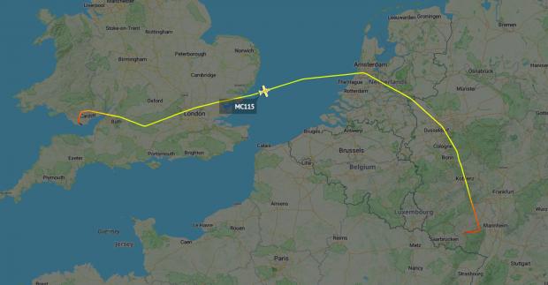 South Wales Argus: The route that the three aircraft took (Credit: Radarbox)