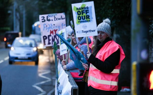 South Wales Argus: Teachers at a Cardiff school protest pension cuts, 2022. (Picture: Huw Evans Agency)