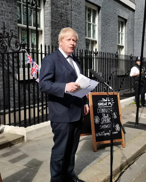 South Wales Argus: Boris Johnson speaking at the Downing Street spring showcase. Picture: Charlotte Hill.