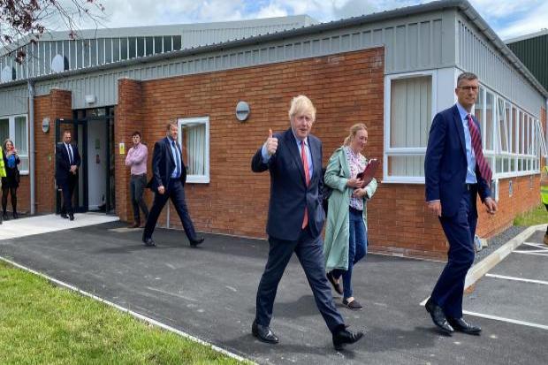 The prime minister gives a thumbs up in Newtown. Picture: : Anwen Parry/County Times