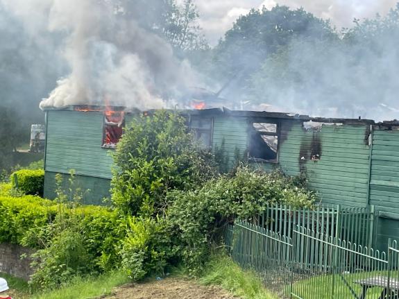 South Wales Argus: Flames inside the Gilfach Bowls Club clubhouse. South Wales Argus: Flames inside the Gilfach Bowls Club clubhouse.