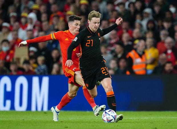 South Wales Argus: Harry Wilson misses with a nibble on Frenkie de Jong