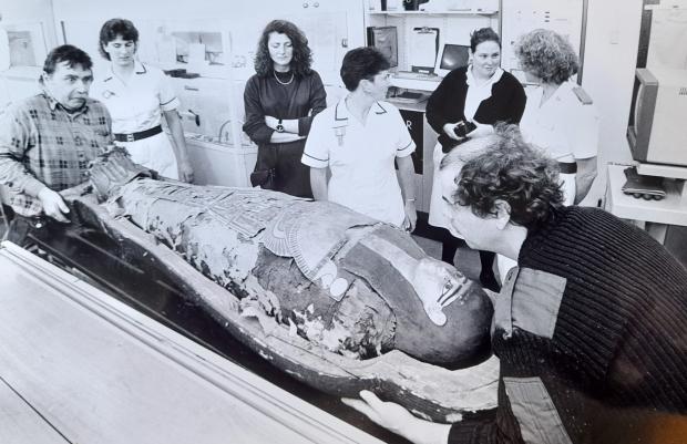 South Wales Argus: Egyptian mummy is x-rayed at the Royal Gwent Hospital in 1993