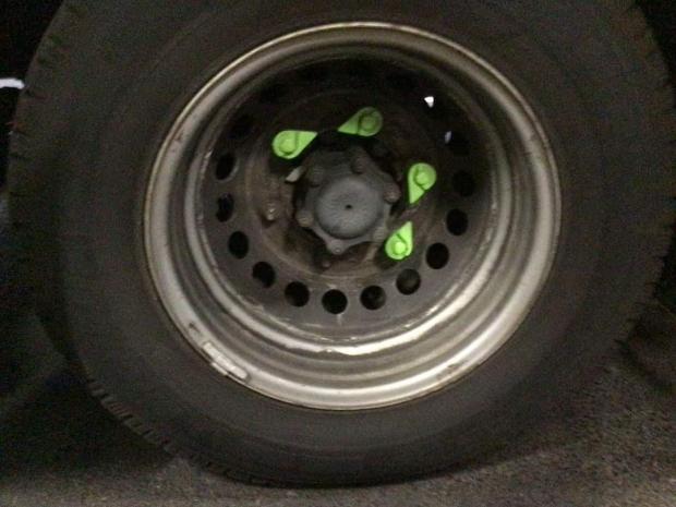 South Wales Argus: The vandals removed the safety lugs from the wheel nuts on the ambulance. Picture: Welsh Ambulance Service.