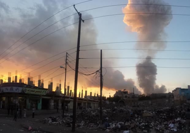 South Wales Argus: An airstrike in Sana'a, 2015. (Picture: Ibrahem Qasim)