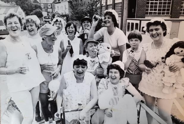 South Wales Argus: Laguhs: The women's sectior of Abergavenny Thursday's Football Club's 'baby show' at Newport Carnival in 1983
