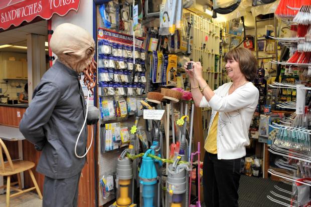South Wales Argus: Photos Becky Matthews Words Newsdesk 21.06.12
Dr Who monster the Ood tries to blend in around Newport after escaping from the Dr Who Experience in Cardiff.
Newport Indoor Market