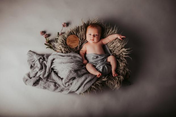 South Wales Argus: Bonnie Grace Hounsell was born on May 3, 2022, at the Grange University Hospital, near Cwmbran, weighing 7lbs 13oz. She is the first child of Emma and Ian Hounsell, of Pontypool. Picture: LAF designs