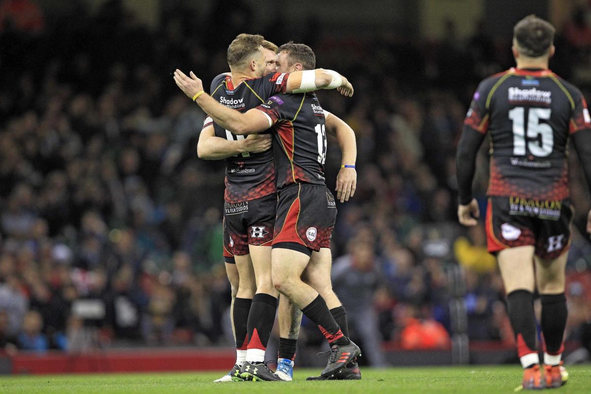 JOY: The Dragons won for the first time at Judgement Day when they upset the Scarlets in 2019