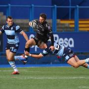 ON THE RUN: Full-back Jordan Williams in the Dragons' Celtic Cup loss to Cardiff Blues