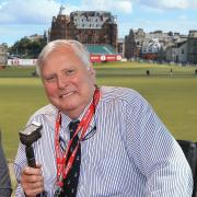 ST ANDREWS, SCOTLAND - AUGUST 03: Peter Alliss the BBC Golf commentator during the third round of the Ricoh Women's British Open at the Old Course, St Andrews on August 3, 2013 in St Andrews, Scotland.  (Photo by David Cannon/Getty Images).