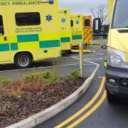 Ambulances outside the Grange University Hospital.