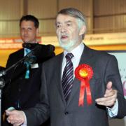 Paul Flynn gives his acceptance speech at the count in Newport