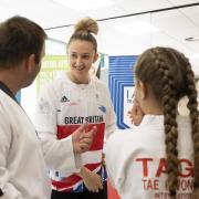 Lauren Williams chats to taekwondo enthusiasts at the I Am Team GB Festival of Sport event in Cardiff. Pictures: Better Cardiff