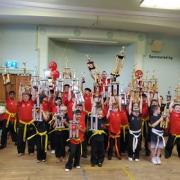 Newport Kickboxing Academy students following their yellow belt grading. The academy was also given Academy of the Year 2021 on the same day.
