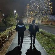 Police officers on patrol in Rogerstone on Hallowe'en to deter anti-social behaviour. Picture: Gwent Police