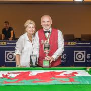 HAPPY COUPLE: Darren Morgan with his wife Tracy after becoming senior European champion for the 11th time