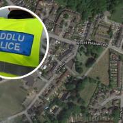 Church Road in Pontnewydd is closed after a crash. Background picture: Google Earth.