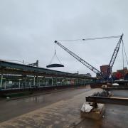 The bridge being lifted into place (Credit: Pro Steel Engineering)