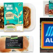 Photos via Aldi show the supermarket's Veganuary range - including vegan brioche buns, vegan bacon and more.