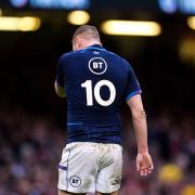Scotland's Finn Russell heads to the sin bin after being shown a yellow card during the Guinness Six Nations match at the Principality Stadium, Cardiff.  Picture: PA