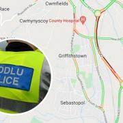 A lane has been closed on the A4042 near Pontypool following a crash.