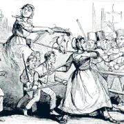 An artist's depiction of the Rebecca Riots from the Illustrated London News, 1843