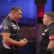 Gerwyn Price made it past debutant Martin Schindler in the first round of the Betfred World Matchplay. Picture: Taylor Lanning/PDC.