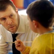 Rhod Gilbert visited Monnow Primary School in Newport in 2012 for his television series Rhod Gilbert’s Work Experience (Picture: Mike Lewis)