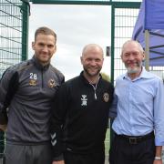 SUPPORT: John Griffiths, Newport East MS. with James Rowbwerry, manager of Newport County