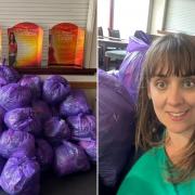 Ringland Slimming World groups - run by Katie Thomas - donated 98 bags of pre-loved clothes for charity