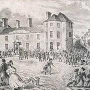 UPRISING: A depiction of the Chartist march and massacre outside the Westgate Hotel in Newport.
