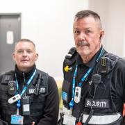 Security guards Jordan Marsh and Richard Lane have been keeping spirits high at the Grange.