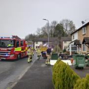 Firefighters at the scene of a house fire in Forge Mews, Newport.