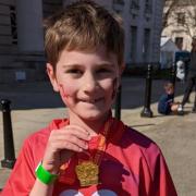 Ollie Banks completing the Cardiff Junior Half Marathon.