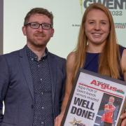 Rosie Eccles accepted the Sporting Hero of the Year award from David Williams of the South Wales Argus