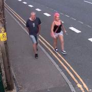Rebecca Press and Marc Ash walking together to the pub hours before she fatally stabbed him.