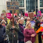 Teachers joined a TUC demonstration in Cardiff during the last round of strikes in Wales..