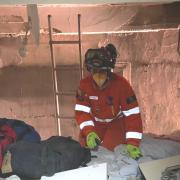 Welsh firefighter Emma Atcherley during a rescue mission in Turkey.