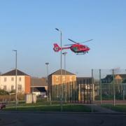 An air ambulance was called to incident in Rogerstone on Monday.