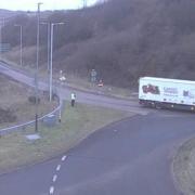 CCTV images of the A465 at Rhymney roundabout.