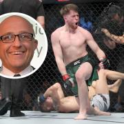 Jack Shore won his UFC fight while his father Richard (inset) is having cancer treatment