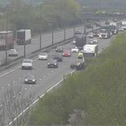 A crash on the M4 eastbound approaching the Prince of Wales Bridge.