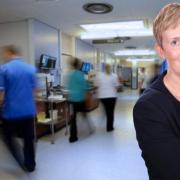 Composite image showing NHS Wales boss Judith Paget and a general view of a hospital ward.
